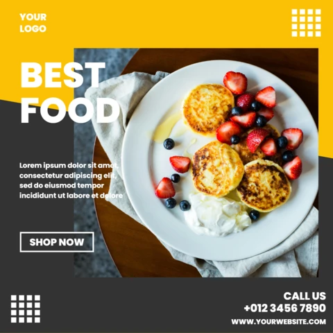 Yellow And Grey Promotional Social Media Post Design Template