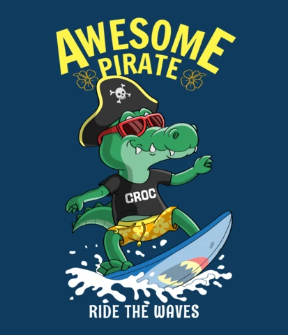 Awesome Pirate Surfing Design Template for Fun Apparel