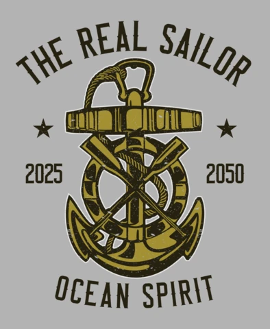 Plantilla de diseño de camiseta con el espíritu marino del verdadero marinero