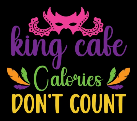 Vibrante plantilla de diseño de carnaval: 'king cafe - las calorías no cuentan'