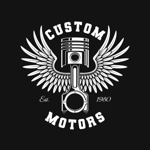 Vintage Piston With Wings T-Shirt Design Template