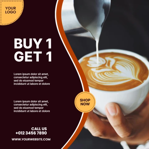 Compre 1 e leve 1 modelo de design de postagem promocional de café no Instagram