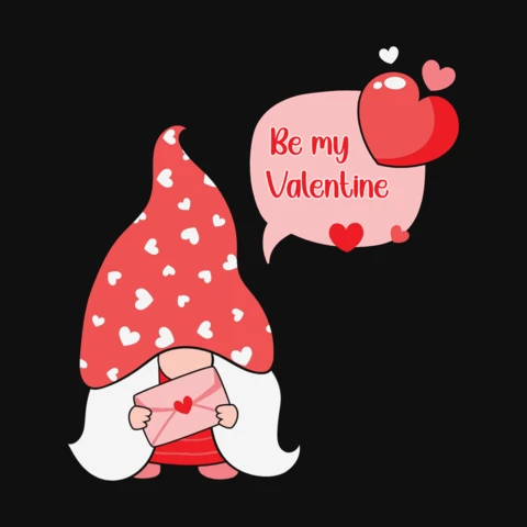 Be My Valentine Gnomie Greeting Card Template