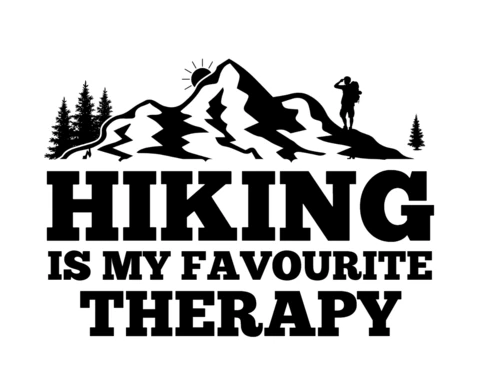 Hiking Is My Favourite Therapy T-Shirt Design Template