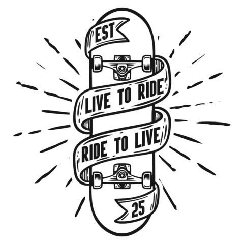 Live To Ride Skateboard Vintage Logo Design Template