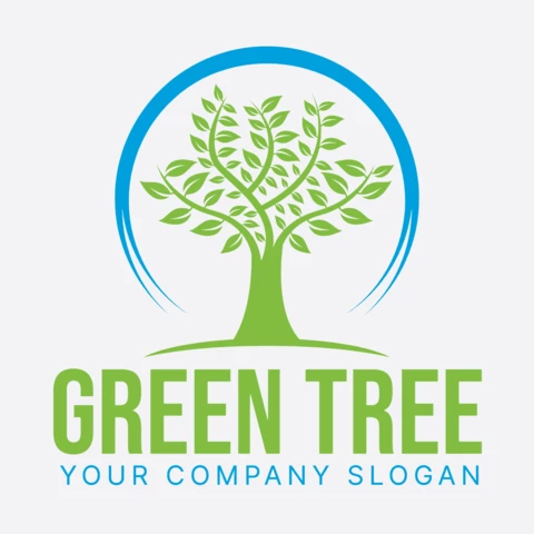 Modèle de logo de l'arbre vert coloré