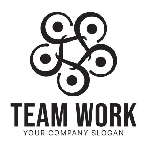 Modèle de conception de logo de travail d'équipe noir