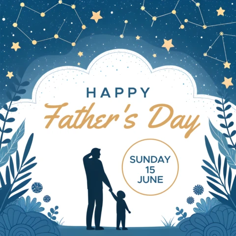 Father's Day Wishes Card Template with Starry Night Design