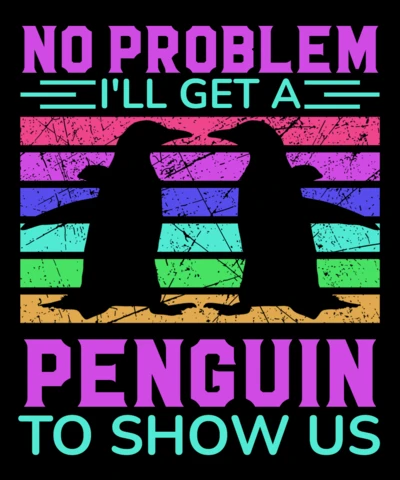 Retro Rainbow Penguin Design Template for Fun and Quirky Merch