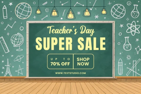 Chalkboard Style Teacher's Day Sale Template Design - Editable Promotional Graphic