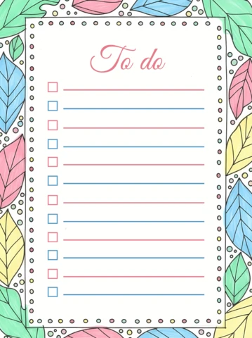 Colorful Leaf Design To Do List Template for Organizing Tasks