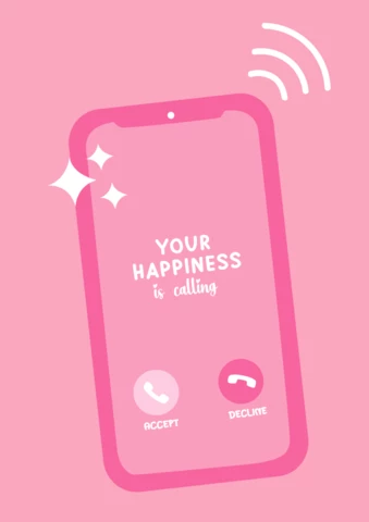 Retro Pink Phone Design Poster