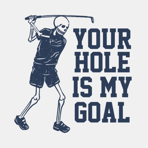 Squelette jouant au golf, modèle de t-shirt vintage