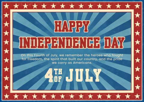 American Independence Day Greeting Card Template Vintage Design