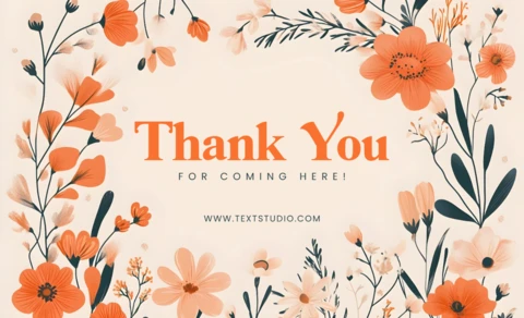 Orange Themed Floral Thank You Card Template