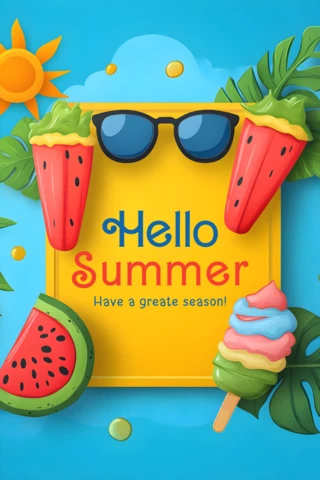 Vibrant Summer Design Template with Playful Graphics