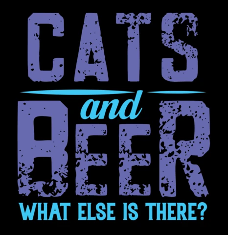 Design tipografico vintage: modello di abbigliamento con gatti e birra