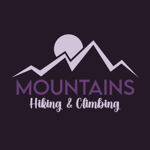 Modello di logo per l'escursionismo e l'arrampicata in montagna