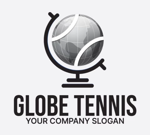Globe Tennis Logo Design Template Black