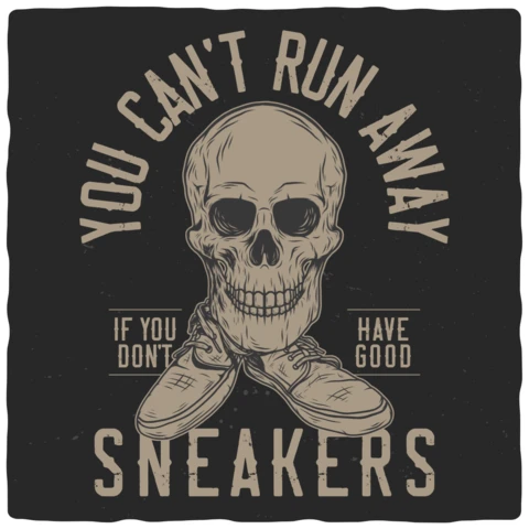 Runaway Skull Sneakers T-shirt Design Template