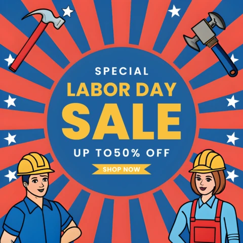 Labor Day Sale Design Template - Bold and Colorful Promotional Artwork