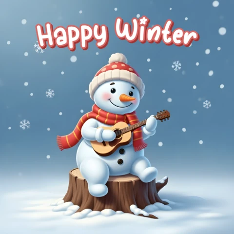 Winter Wonderland Snowman Design Template for Greeting Cards