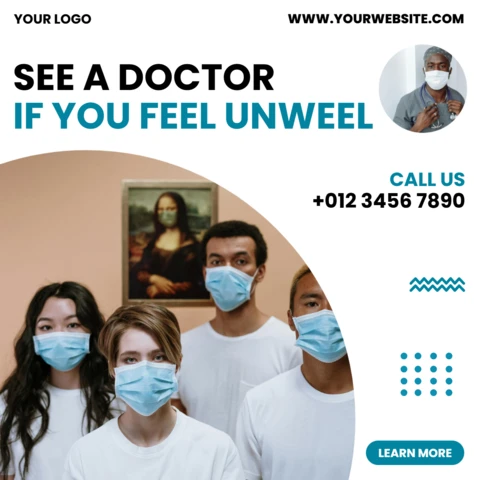 Plantilla de diseño de publicación de Instagram sobre atención médica y sanitaria