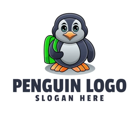 Modèle de conception de logo pingouin