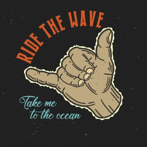 Surfing Theme Gesture T-Shirt Design Template