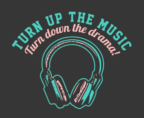 Music With Headphone Vintage T-shirt Design Template