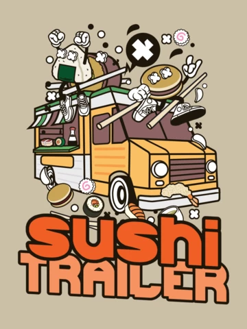 Modèle de conception de logo de remorque de sushi