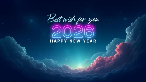 Modelo de design de céu noturno sonhador de feliz ano novo de 2026