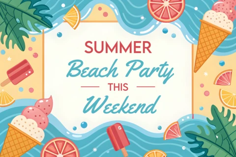 Summer Beach Party Invitation Template - Fun and Colorful Design