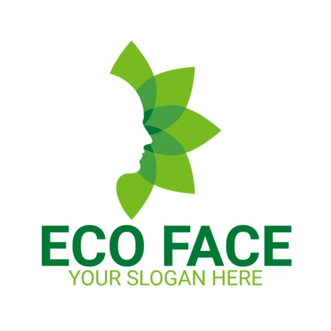 Modelo de design de logotipo de rosto ecológico