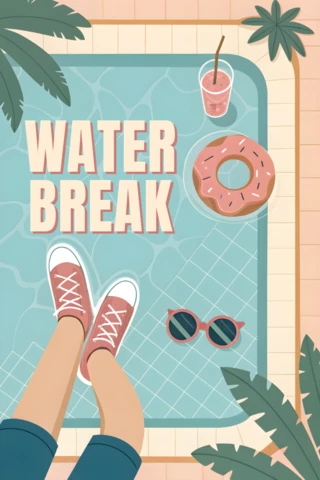 Modèle de design de pause rafraîchissante au bord de la piscine pour invitations à des fêtes d'été
