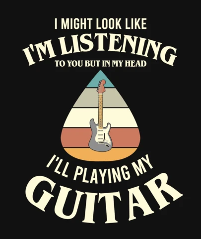 I Might Look Like Guitar T-Shirt Design Template