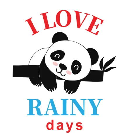 I Love Rainy Days Panda T-Shirt Design Template