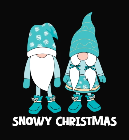 Nieve gnomos de navidad pareja camiseta plantilla de diseño