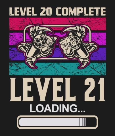 Vintage level 20 complete level 21 loading bar gaming t-shirt design template