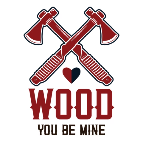 Logo du bûcheron Wood you be mine (en anglais)