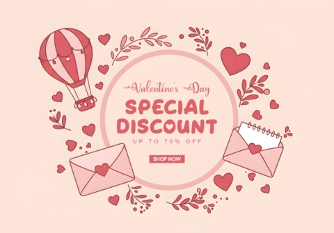 Valentine's Day Sale Template Love Letter Advertising Banner