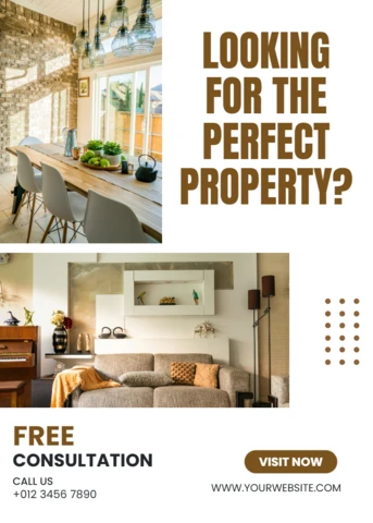 Modelo de folheto imobiliário moderno com design de interiores elegante