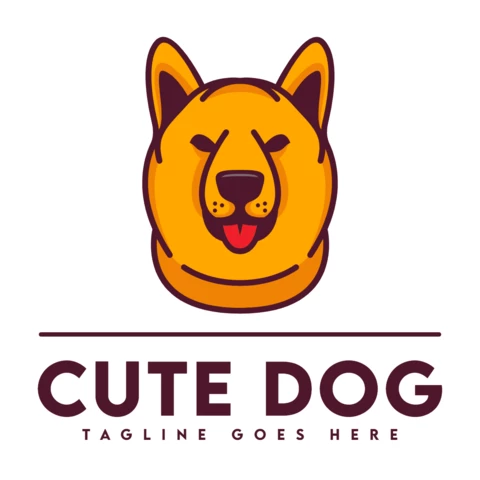 Modello di progettazione del logo del cane carino