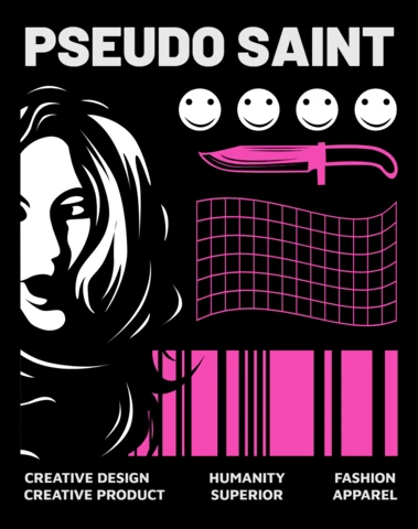 Pseudo Saint Graphic Design Template for Fashion Apparel