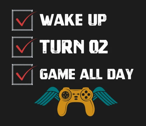 Réveil, 02, jeu toute la journée, manette ailée, modèle de t-shirt gaming