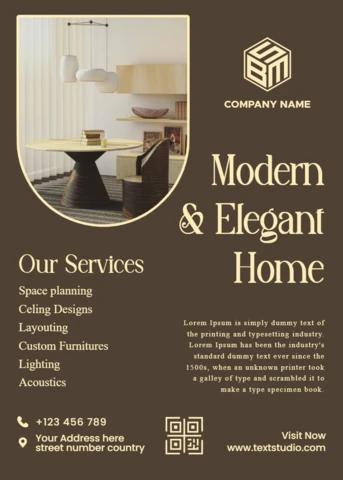 Modern Elegant Home Design Template for Interior Design Brochure