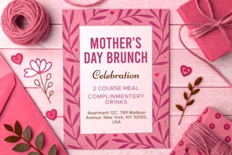 Chic Floral Mother's Day Brunch Event Template Design