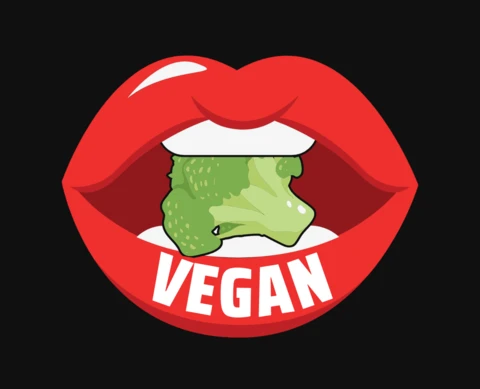 Vintage Lips Vegan Broccoli T-Shirt Design