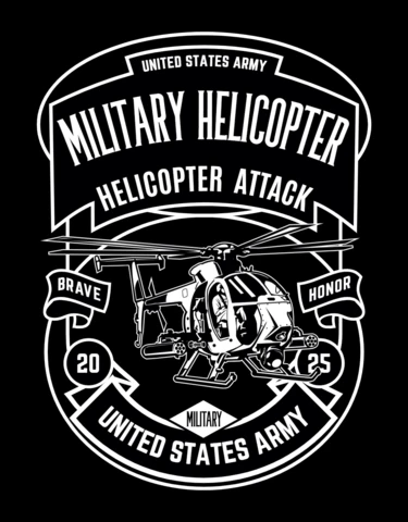 Military Helicopter T-shirt Design Template