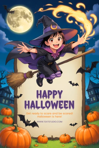 Whimsical Halloween Witch Design Template for Festive Posters